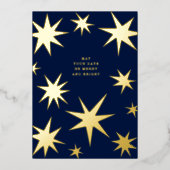 Mogen jullie dagen vrolijke en heldere gouden ster folie uitnodiging (Voorkant)