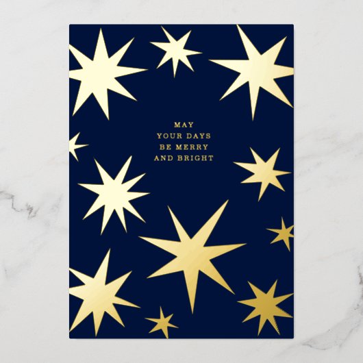 Mogen jullie dagen vrolijke en heldere gouden ster folie uitnodiging (Voorkant)