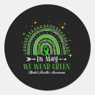 Mogen we Green Rainbow Mental Health Awareness Dra Ronde Sticker
