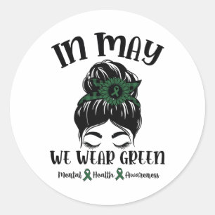Mogen we het Groene Geestelijke Gezondheidsbewustz Ronde Sticker