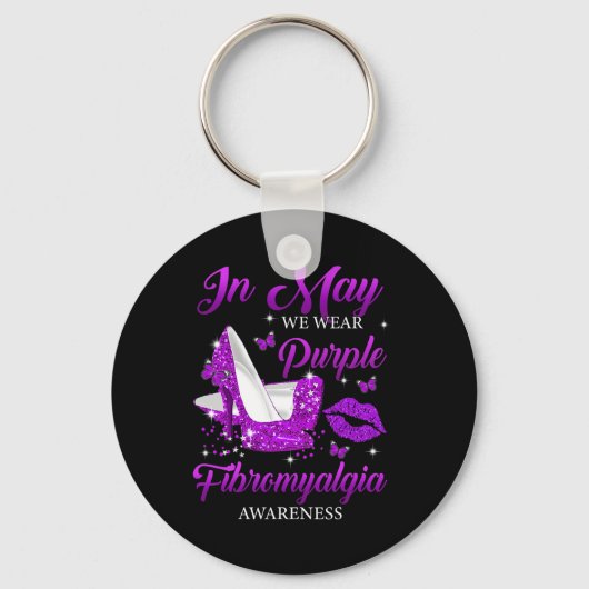 Mogen we Paarse hoge hakken fibromyalgie Awarene D Sleutelhanger (Voorkant)