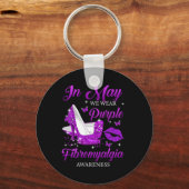 Mogen we Paarse hoge hakken fibromyalgie Awarene D Sleutelhanger (Voorkant)