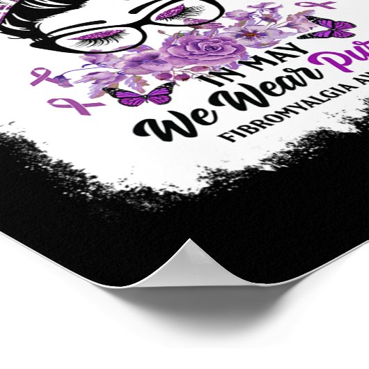 Mogen we Paarse Messy Bun Fibromyalgia Awarenes Dr Poster (Hoek)