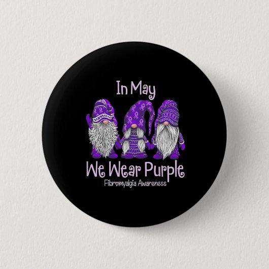 Mogen we Paarse voor fibromyalgie bewustzijn GNOM Ronde Button 5,7 Cm (Voorkant)