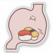 MogMogEetan – Kawaii Stomach Character with Sushi Sticker (Voorkant)