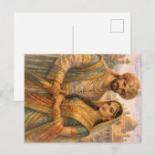 Mogulen Paar Blau-Gold Briefkaart (Voorkant / Achterkant)