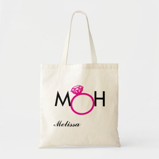 MOH - MAID VAN HONOR - PINK RING - NAAM TOTE BAG (Voorkant)