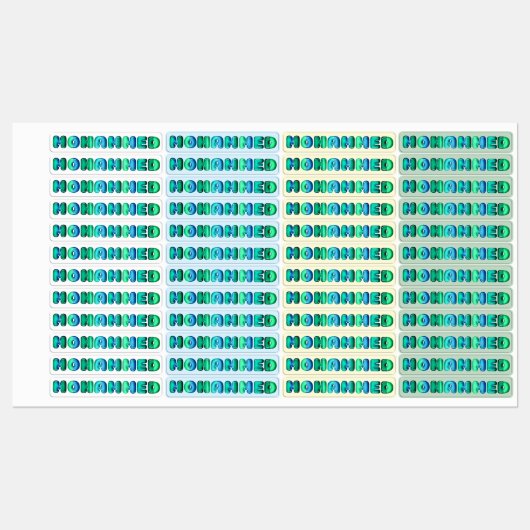 Mohammed baby jongensnaam kawaii 3d optische kledi labels (Vel)
