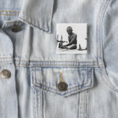 Mohandas Karamchand Gandhi Vierkante Button 5,1 Cm (In situ)