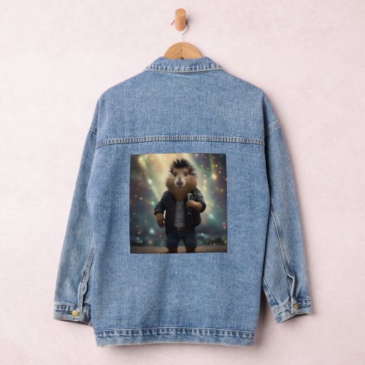 "Mohawk Capybara: De rivier op rocken!" Denim Jacket (Hangar)
