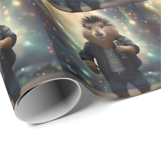 "Mohawk Capybara: Rockin' the River!" Cadeaupapier (Rol Hoek)