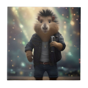 "Mohawk Capybara: Rockin' the River!" Tegeltje