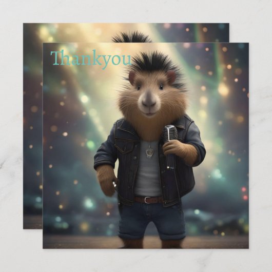 "Mohawk Capybara: Rockt de Rivier!" Bedankkaart (Voorkant / Achterkant)