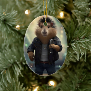 "Mohawk Capybara: Rockt de Rivier!" Keramisch Ornament