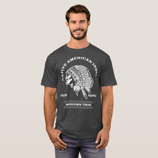 Mohawk Geïnspireerd met inheemse Amerikaanse stam T-shirt (Voorkant volledig)