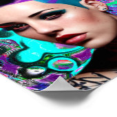 Mohawk Punk Meisje Abstracte Kunst Poster (Hoek)