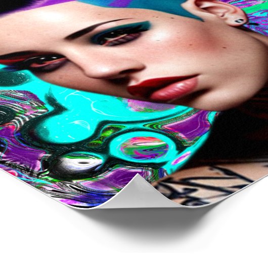 Mohawk Punk Meisje Abstracte Kunst Poster (Hoek)