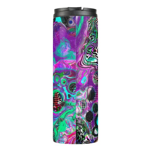 Mohawk Punk Meisje Abstracte Kunst Thermosbeker (Achterkant)