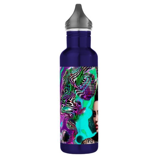Mohawk Punk Meisje Abstracte Kunst Waterfles (Links)