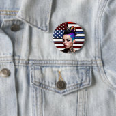Mohawk Punk meisje met Amerikaanse vlag Ronde Button 5,7 Cm (In situ)