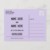 Mohawk slaan de datum briefkaart punk rock bruilof (Achterkant)