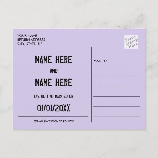 Mohawk slaan de datum briefkaart punk rock bruilof (Achterkant)