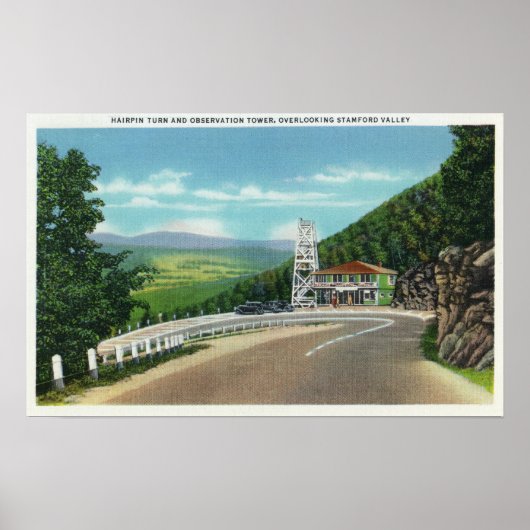 Mohawk Trail Hairpin Draai & Observatower Poster (Voorkant)