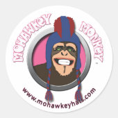Mohawkey Monkey Ronde Sticker (Voorkant)