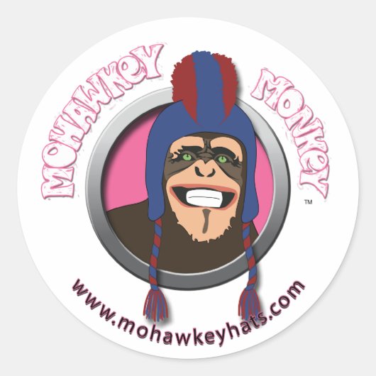 Mohawkey Monkey Ronde Sticker (Voorkant)