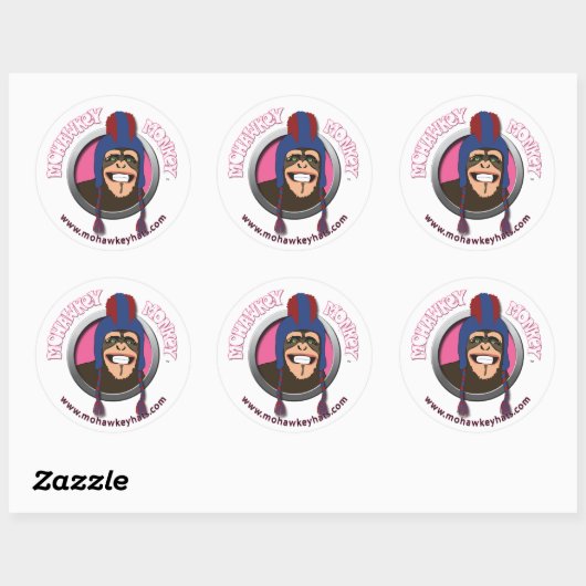 Mohawkey Monkey Ronde Sticker (Vel)
