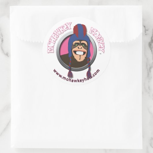 Mohawkey Monkey Ronde Sticker (Tas)
