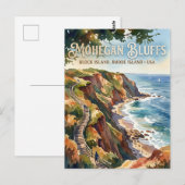 Mohegan Bluffs, Block Island, Rhode Island, VS Briefkaart (Voorkant / Achterkant)