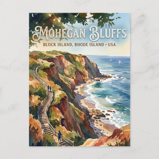 Mohegan Bluffs, Block Island, Rhode Island, VS Briefkaart (Voorkant)