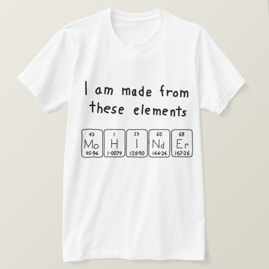 Mohinder periodiek shirt van de lijstnaam (Design voorkant)