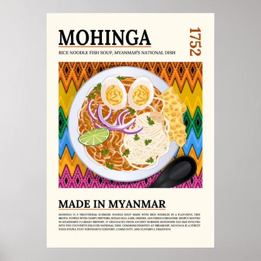 Mohinga Traditionele Birmese Vis Noedelsoep Poster (Voorkant)