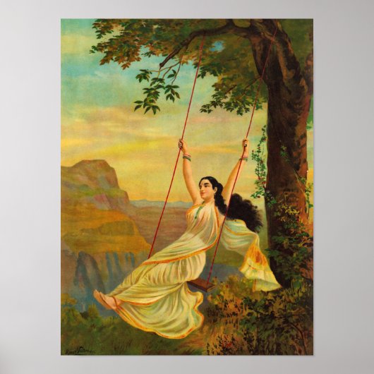 Mohini of de Temptress van Raja Ravi Varma Poster (Voorkant)