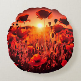 Mohn im Gegenlicht Rond Kussen