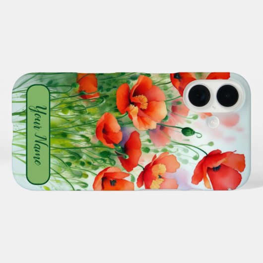 Mohnblumenwiese, Aquarell - Case-Mate iPhone Case (Achterkant (horizontaal))