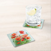 Mohnblumenwiese, Aquarell -  Kartonnen Onderzetters (Insitu)