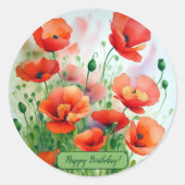 Mohnblumenwiese, Aquarell - Ronde Sticker (Voorkant)