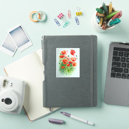 Mohnblumenwiese, Aquarell - Sticker