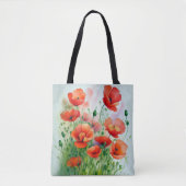Mohnblumenwiese, Aquarell -  Tote Bag (Voorkant)