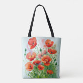 Mohnblumenwiese, Aquarell -  Tote Bag (Achterkant)