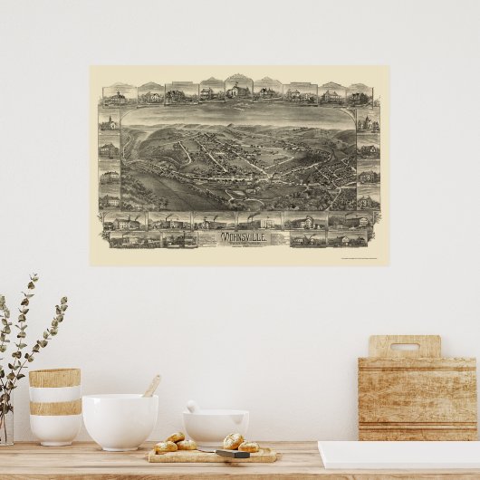 Mohnsville, PA Panoramic Map - 1898 Poster (Keuken)