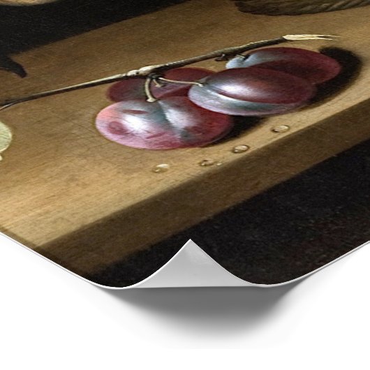 moillon - mandje perziken met tong en tong poster (Hoek)