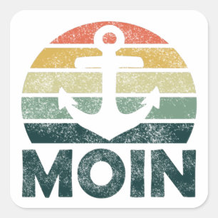 Moin Moin North Germany Anchor North Zee Squ Vierkante Sticker