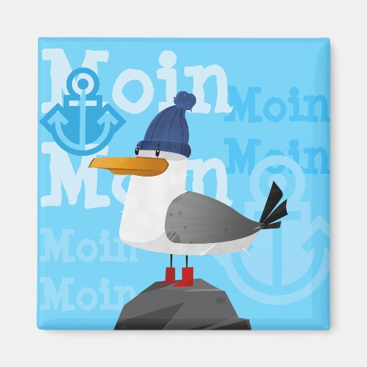 "Moin Moin" Seagull Magneet (Voorkant)