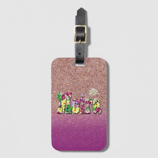Moira, dames op getextureerd roze, bagagelabel (Voorkant (verticaal))