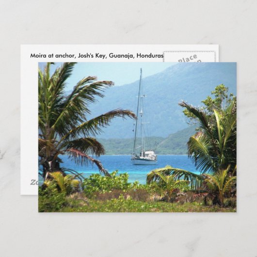 Moira voor anker, Josh Key, Guanaja, Honduras Briefkaart (Voorkant / Achterkant)