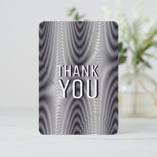Moiré Black en White Psychedelic Stripes - Trippy Bedankkaart (Staand voorkant)